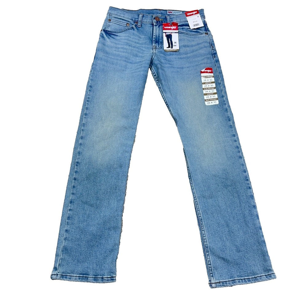 Wrangler Jeans Men 28x30 Slim Fit Straight Leg Med Wash‎ Five Star Premium Adult